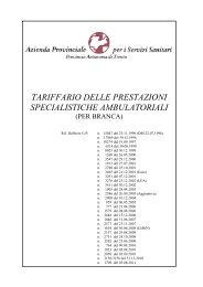 Tariffario prestazioni per branca - Azienda Provinciale per i Servizi ...