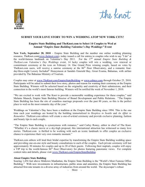 Submit Your Love Story To Win A Wedding Empire State Building