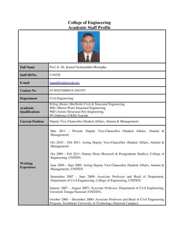 College of Engineering Academic Staff Profile - UNITEN