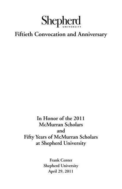 Fiftieth Convocation and Anniversary - Shepherd University
