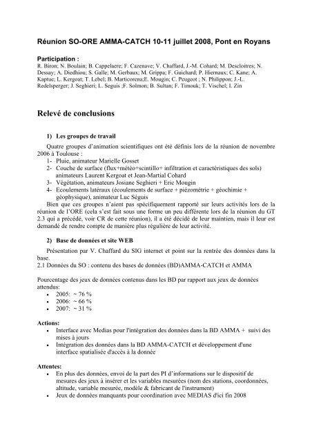 Relevé de conclusions - Laboratoire d'étude des Transferts en ...