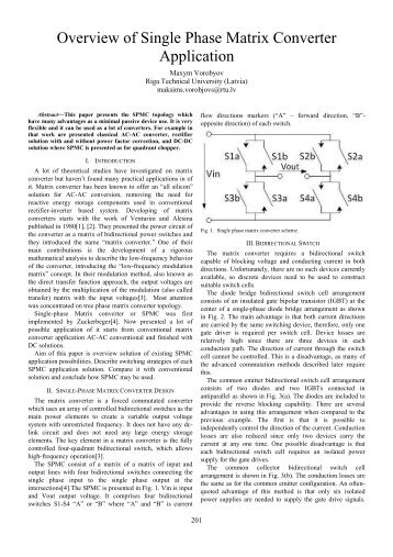 Overview of Single Phase Matrix Converter Application