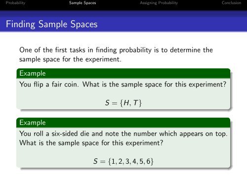 Sample Spaces and Assignment of Probability