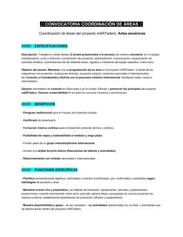 CONVOCATORIA-Coordinacion-Artes Escenicas ... - mARTadero