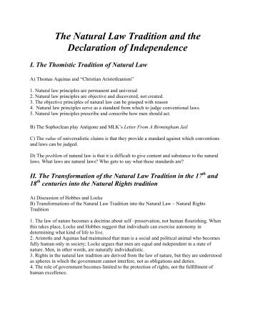 The Natural Law Tradition and the Declaration of Independence