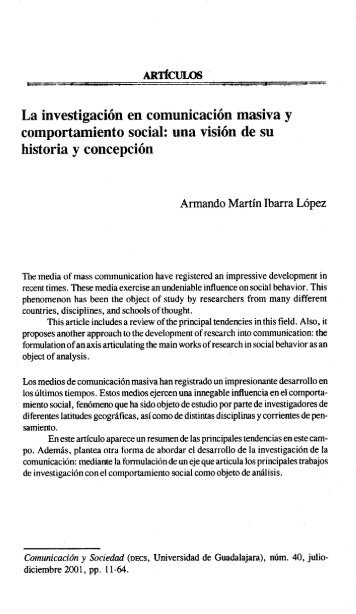 La investigaciÃ³n en comunicaciÃ³n masiva y comportamiento social