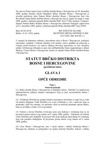 Statut Brcko Distrikta BiH - Advokatska kancelarija Prnjavorac