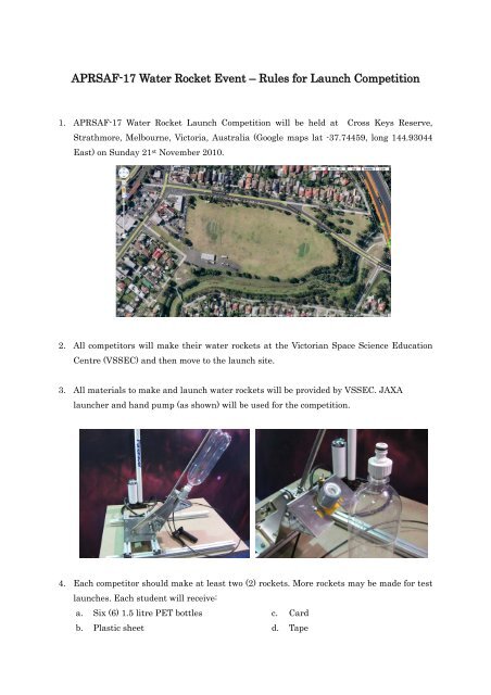 APRSAF-17 Water Rocket Event â Rules for Launch Competition