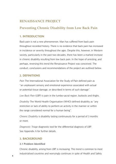 Preventing Chronic Disability from Low Back Pain - Welfare.ie