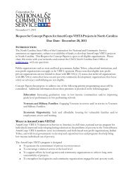 Request for Concept Papers for AmeriCorps VISTA Projects in North ...