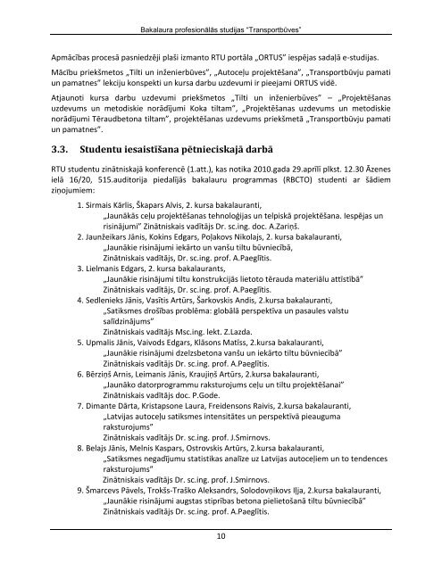 Bakalaura profesionÄlo studiju programmas âTransportbÅ«ves ...