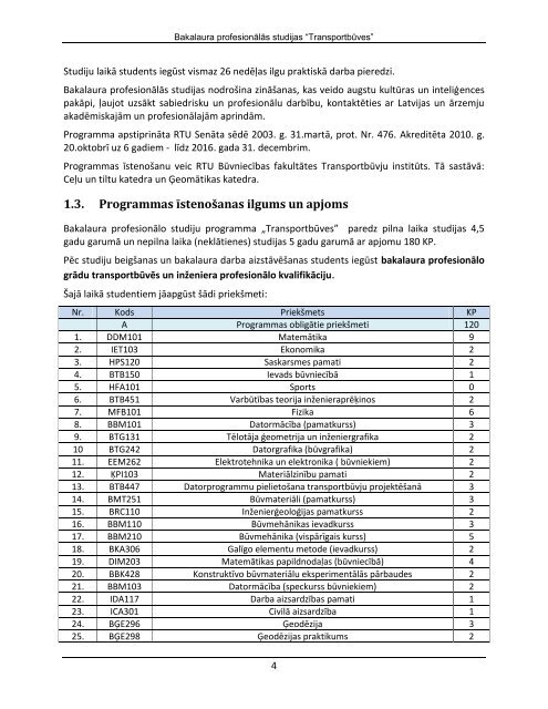 Bakalaura profesionÄlo studiju programmas âTransportbÅ«ves ...