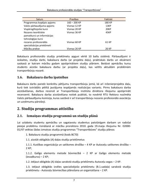 Bakalaura profesionÄlo studiju programmas âTransportbÅ«ves ...