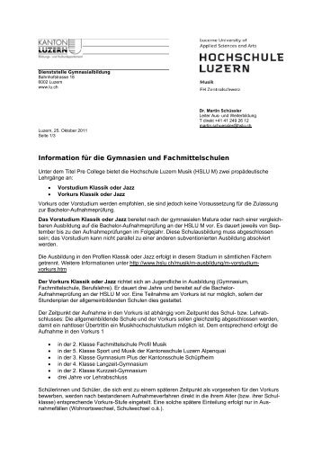 Informationsschreiben - Luzern