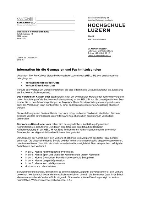 Informationsschreiben - Luzern