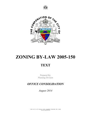 ZONING BY-LAW 2005-150 - City of Sault Ste Marie