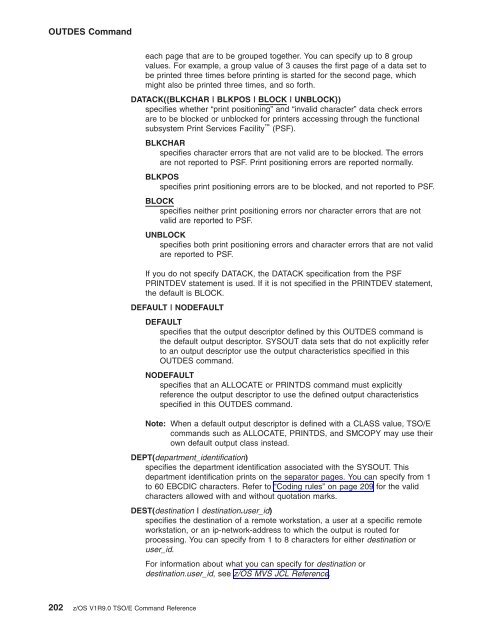 z/OS V1R9.0 TSO/E Command Reference