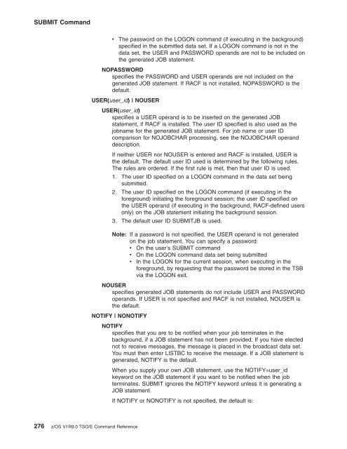 z/OS V1R9.0 TSO/E Command Reference