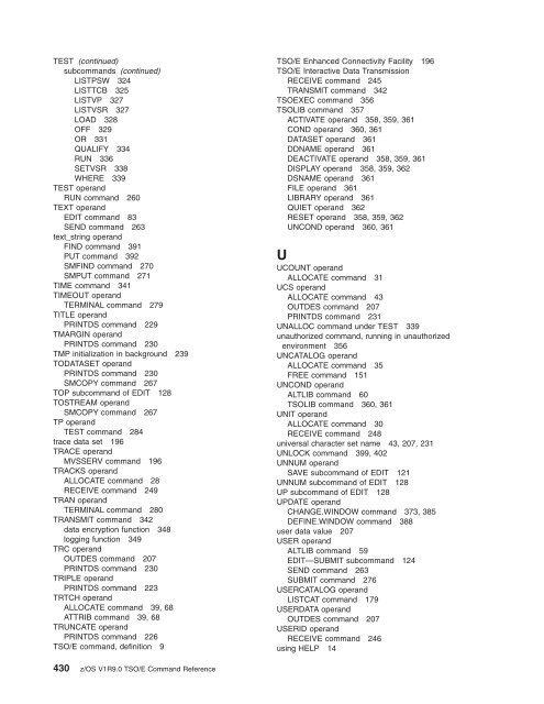 z/OS V1R9.0 TSO/E Command Reference