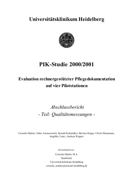 PIK-Studie 2000/2001 - UniversitÃ¤tsKlinikum Heidelberg