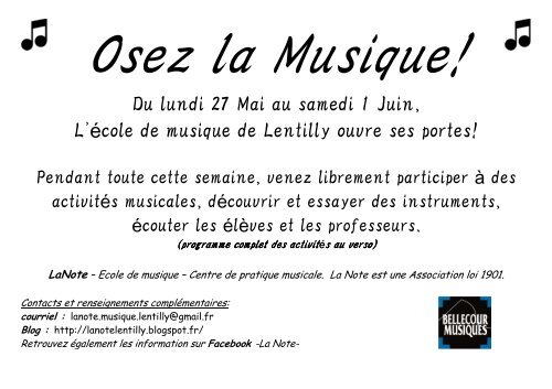 Flyer Festival Osez la Musique! - Lentilly