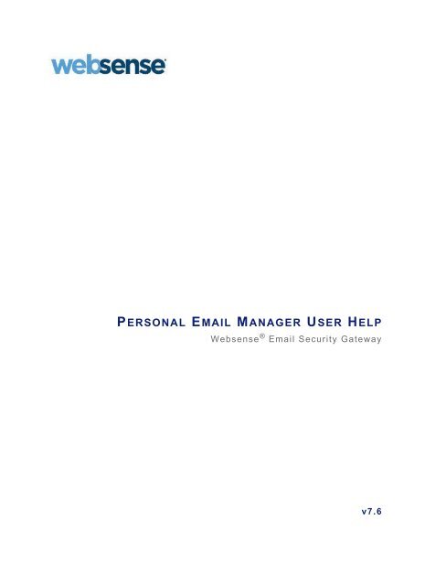 PERSONAL EMAIL MANAGER USER HELP - Websense