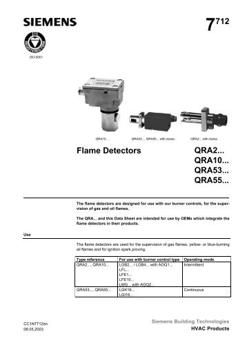 7712 Flame Detectors QRA2... QRA10... QRA53... QRA55... - Power ...