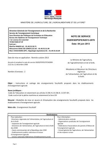 NOTE DE SERVICE DGER/SDPOFE/N2013-2078 Date ... - ChloroFil