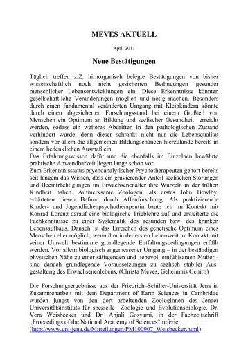 MEVES AKTUELL Neue Bestätigungen - Christa Meves