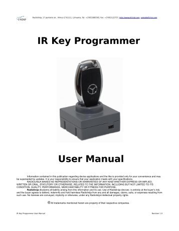 IR Key Programmer User Manual - Efichip.com