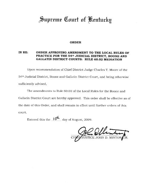Local District Rules Kentucky Court of Justice
