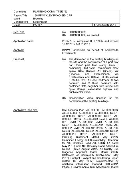 180 Brockley Road SE4 PDF 306 KB - Council meetings