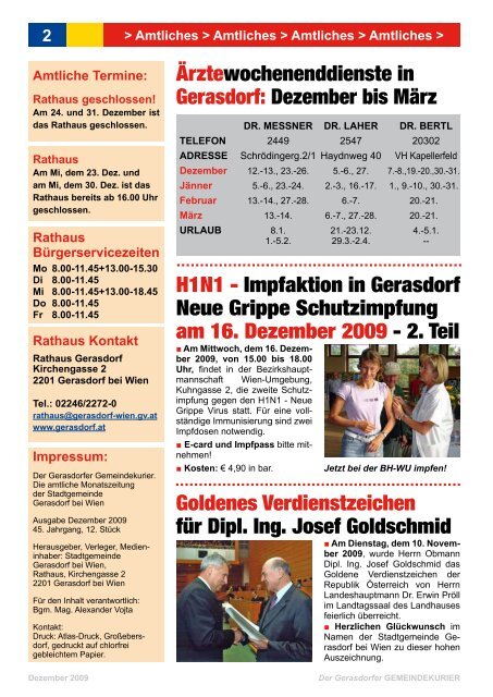 Gemeindekurier Dezember 2009 - Gerasdorf