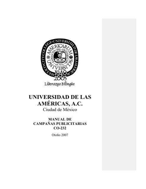 Licenciatura en PsicologÃ­a - Universidad de las AmÃ©ricas A. C.