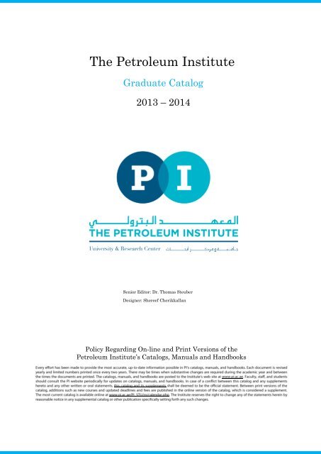 GRADUATE CATALOG - The Petroleum Institute