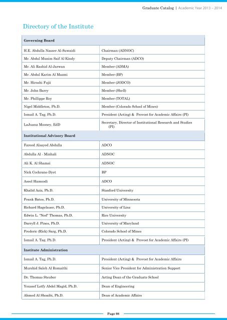 GRADUATE CATALOG - The Petroleum Institute