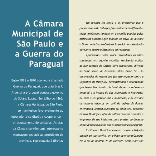 cÃ¢mara municipal de sÃ£o paulo: 450 anos de histÃ³ria - Governo do ...