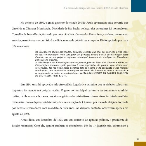 cÃ¢mara municipal de sÃ£o paulo: 450 anos de histÃ³ria - Governo do ...