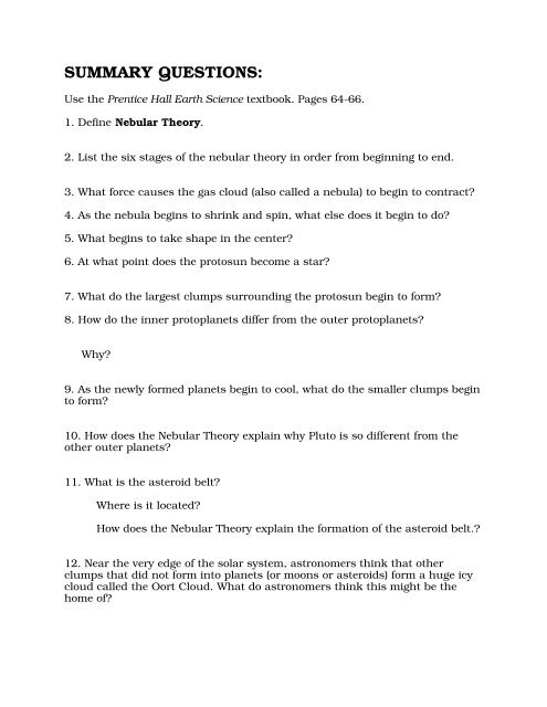 Summary Questionsuse The
