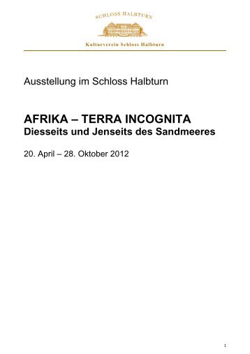 AFRIKA – TERRA INCOGNITA Diesseits und ... - Schloss Halbturn