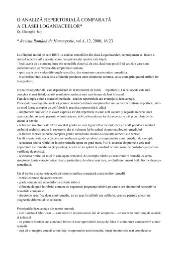 Analiza repertoriala.. - Dr. Gheorghe Jurj - Homeopatie