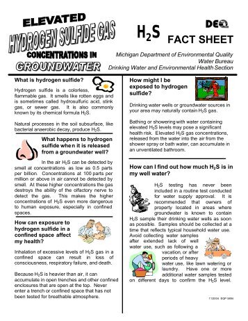 Hydrogen Sulfide Gas Fact Sheet - State of Michigan