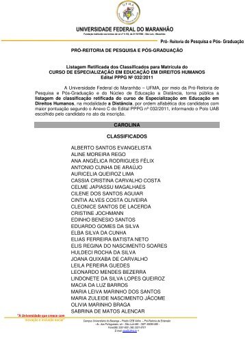 uploads/files/Classificacao Final EEDH.pdf - PrÃ³-Reitoria de ...