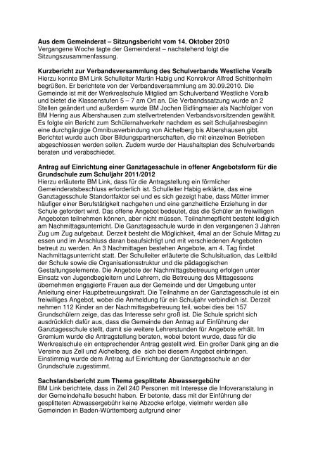 Sitzungsbericht 14.10.10.mtb - Zell unter Aichelberg