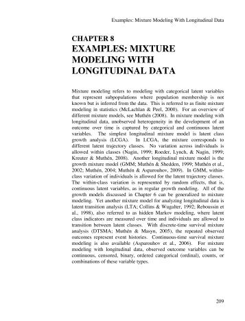 examples: mixture modeling with longitudinal data - Mplus