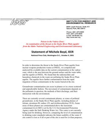 Statement of Michele Boyd, IEER