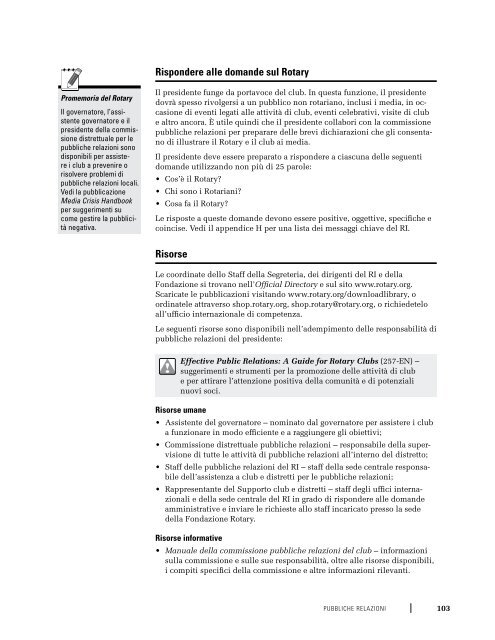 Manuale del Presidente di Club (222 IT-910) - Distretto 2040