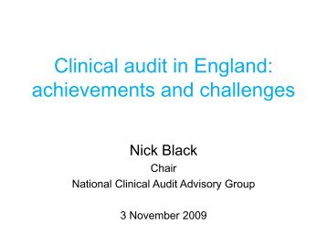 Clinical audit in England: achievements and challenges - HQIP