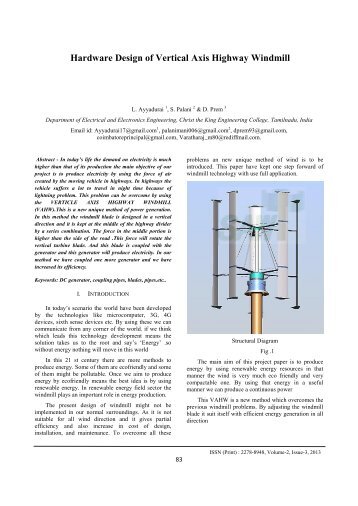 Hardware Design of Vertical Axis Highway Windmill - IRD India