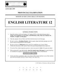 ENGLISH LITERATURE 12 - QuestionBank.CA